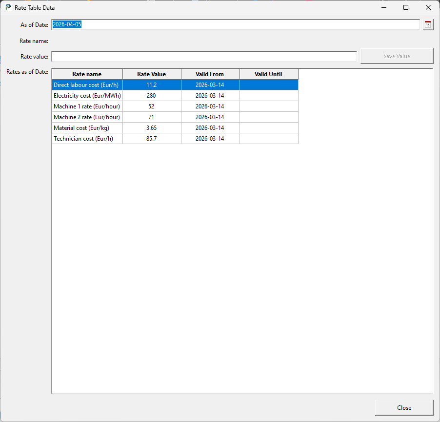 Rate
          Table